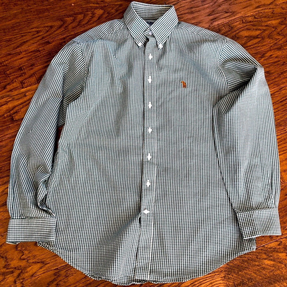 Southern Casanova hunter green gingham button down size medium EUC
